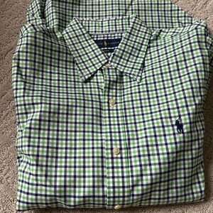 Ralph Lauren Green & Blue Gingham Button-Down men’s dress shirt